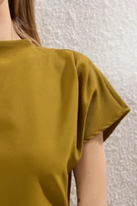 TRENDYOLMİLLA Oil Green A Cut Off-Shoulder Neck Midi Weaving Dress - Image 3