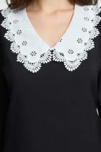 TRENDYOLMİLLA Black A Cut Collar Detailed Mini Weaving Dress - Image 4