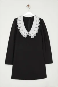 TRENDYOLMİLLA Black A Cut Collar Detailed Mini Weaving Dress - Image 6