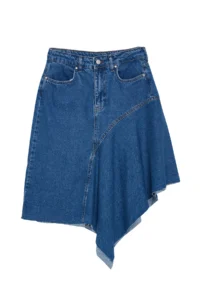 TRENDYOLMiLLA Mavi Stitching Detailed Asymmetric High Waist Midi Denim Skirt - Image 6