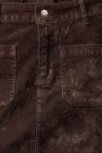 TRENDYOLMiLLA Brown Suede Look Regular Waist Mini Denim Skirt - Image 4
