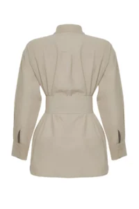 TRENDYOLMİLLA Stone Belt Detailed Oversized Wide Pattern Weaving Shirt - Image 6