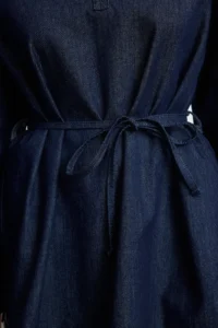 TRENDYOLMİLLA Dark Blue Oversized tied up denim Shirt - Image 4