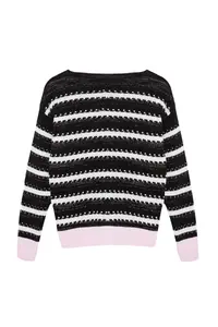 TRENDYOLMİLLA Pink Simli Color Bloklu Striped Knitwear Cardigan - Image 7