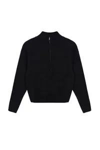 TRENDYOLMİLLA Black Soft textured Zippered Knitwear Cardigan - Image 6