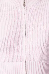 TRENDYOLMİLLA Pink Crop Wadding Zipper Detailed Knitwear Cardigan - Image 4