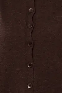 TRENDYOLMİLLA Brown Woolly Jacket Look Knitwear Cardigan - Image 4