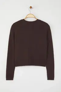 TRENDYOLMİLLA Brown Woolly Jacket Look Knitwear Cardigan - Image 7