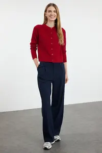 TRENDYOLMİLLA Burgundy Woolly Jacket Look Knitwear Cardigan - Image 2