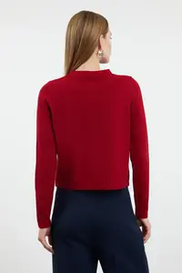 TRENDYOLMİLLA Burgundy Woolly Jacket Look Knitwear Cardigan - Image 5