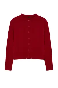 TRENDYOLMİLLA Burgundy Woolly Jacket Look Knitwear Cardigan - Image 6