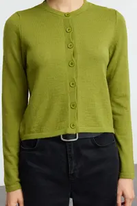 TRENDYOLMİLLA Green Woolly Jacket Look Knitwear Cardigan - Image 4