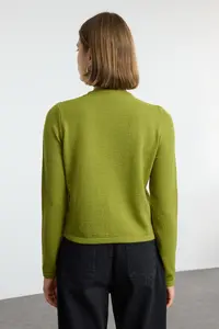 TRENDYOLMİLLA Green Woolly Jacket Look Knitwear Cardigan - Image 5