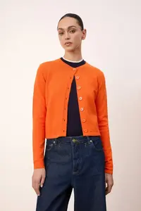 TRENDYOLMİLLA Wardrobe Essentials Orange Woolly Jacket Look Knitwear Cardigan