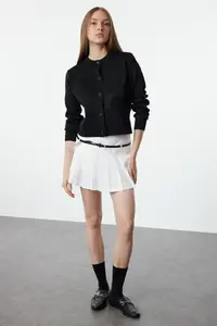 TRENDYOLMİLLA Black Crew Neck Jacket Look Knitwear Cardigan - Image 2