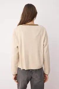 TRENDYOLMİLLA Beige Color Bloklu Knitwear 2 Sets Blouse-Cardigan Set - Image 4