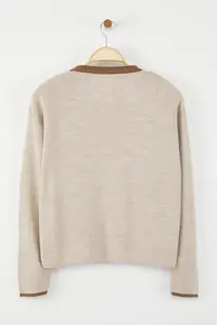 TRENDYOLMİLLA Beige Color Bloklu Knitwear 2 Sets Blouse-Cardigan Set - Image 6