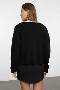 TRENDYOLMİLLA Black Color Bloklu Knitwear 2 Sets Blouse-Cardigan Set - Image 5