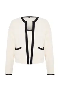 TRENDYOLMİLLA Stone Color Bloklu Knitwear 2 Sets Blouse-Cardigan Set - Image 7