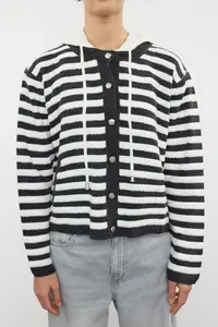 TRENDYOLMİLLA Anthracite Hooded Knitwear Cardigan - Image 4