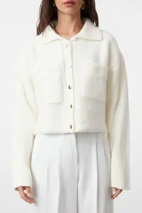 TRENDYOLMİLLA Bonnet Soft textured Polo Shirt Collar Coat Look Knitwear Cardigan - Image 3
