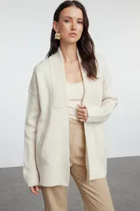 TRENDYOLMİLLA Stone Wide Pattern Soft textured Knitwear Cardigan