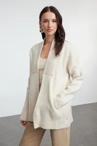 TRENDYOLMİLLA Stone Wide Pattern Soft textured Knitwear Cardigan - Image 2