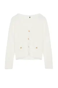 TRENDYOLMİLLA Ecru Button Detailed Hairy Soft textured Knitwear Cardigan - Image 6