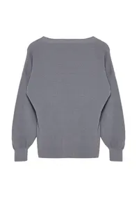 TRENDYOLMİLLA Gray V-neck Knitwear Cardigan - Image 7