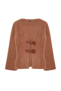TRENDYOLMİLLA Mink Closure Shaggy Knitwear Cardigan - Image 6