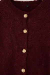 TRENDYOLMİLLA Burgundy Button Detailed Soft textured Knitwear Cardigan - Image 7