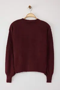 TRENDYOLMİLLA Burgundy Button Detailed Soft textured Knitwear Cardigan - Image 8
