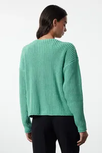 TRENDYOLMİLLA Green Wide Pattern Thick Basic Knitwear Cardigan - Image 5