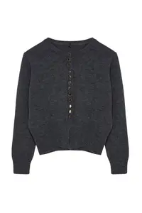 TRENDYOLMİLLA Dark Gray Basic buttoned Jacket Look Soft textured Knitwear Cardigan - Image 6