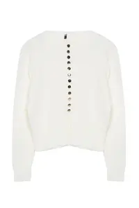 TRENDYOLMİLLA Ecru Basic buttoned Jacket Look Soft textured Knitwear Cardigan - Image 6