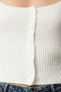 TRENDYOLMİLLA Ecru Crop Square Neck Knitwear Soft textured Fitted/Bodysuit hugging Cardigan - Image 3