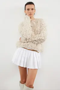 TRENDYOLMİLLA Stone Soft textured Tasseled Coat Knitwear Cardigan