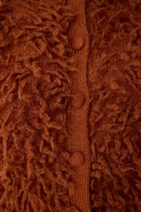 TRENDYOLMİLLA Tan Soft textured Tasseled Coat Knitwear Cardigan - Image 3