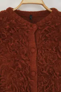 TRENDYOLMİLLA Tan Soft textured Tasseled Coat Knitwear Cardigan - Image 6