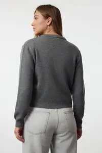 TRENDYOLMİLLA Anthracite Basic Cardigan-Blouse Knitwear Cardigan - Image 6