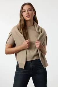 TRENDYOLMİLLA Stone Basic Blouse-Cardigan Set Knitwear Cardigan - Image 4