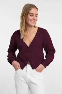 TRENDYOLMİLLA Burgundy Rose Detailed Knitwear Soft textured Cardigan