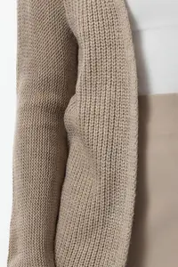 TRENDYOLMİLLA Mink Basic V-neck Midi Knitwear Cardigan - Image 3