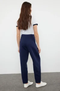 TRENDYOLMİLLA Navy Blue Premium Stitching Detailed Elastic Waist High Waist Balloon jeans - Image 5