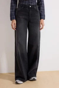 TRENDYOLMİLLA Black High Waist Ekstra Wide Leg Palazzo Pants Wide Leg 100% Cotton Non-Stretch jeans - Image 3