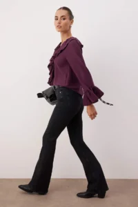TRENDYOLMİLLA Anthracite High Waist comfort/Flexible Flare jeans - Image 2