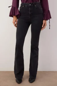 TRENDYOLMİLLA Anthracite High Waist comfort/Flexible Flare jeans - Image 3