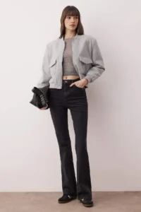 TRENDYOLMİLLA Anthracite High Waist comfort/Flexible Flare jeans - Image 5
