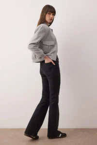 TRENDYOLMİLLA Anthracite High Waist comfort/Flexible Flare jeans - Image 7