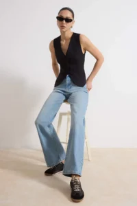 TRENDYOLMİLLA Light Blue-6001  High Waist Wide Leg jeans - Image 2